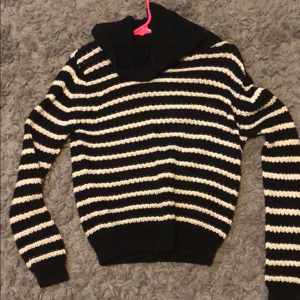 black and white striped knitted sweater